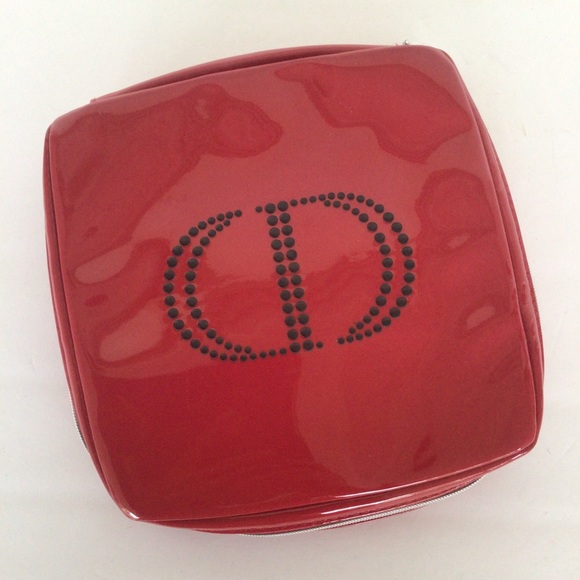 CHRISTIAN DIOR GLOSSY RED MAKEUP COSMETICS BAG NWOT - Picture 1 of 14